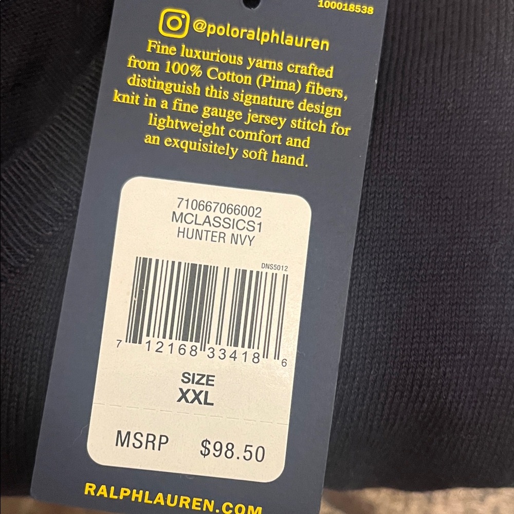 Polo by Ralph Lauren Men's Classic Navy Crewneck Sweater NWT - Picture 7 of 7